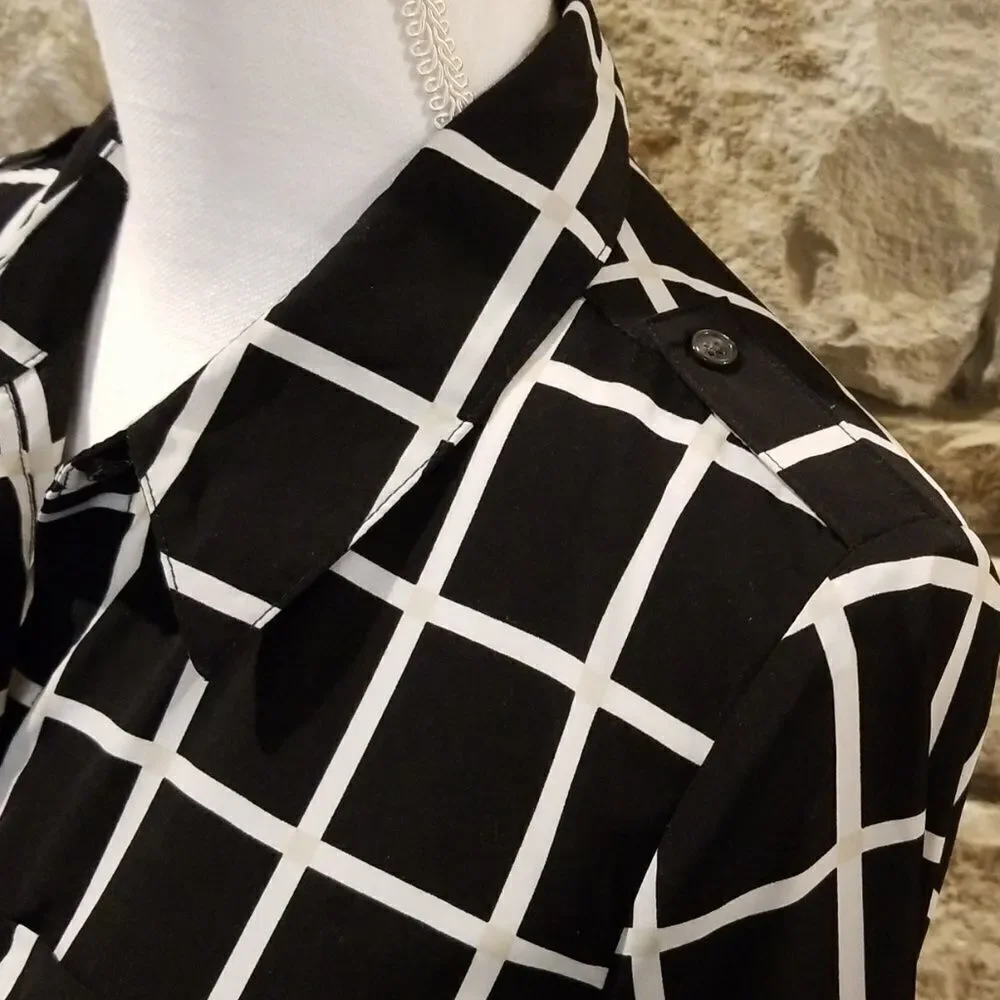 OLD Navy Plaid Dress black and white plaid medium